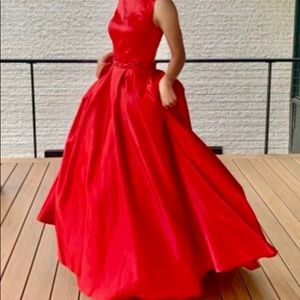 Sherri Hill Red Prom Dress 4-6 worn once. Excellent condition. Pockets.